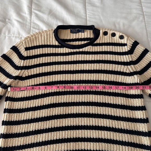 Polo by Ralph Lauren Navy and Cream Striped Sweater - Picture 2 of 7